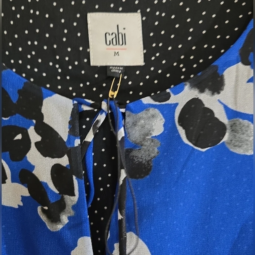 NWOT Cabi Untamed Mini Dress Electric Blue Floral Size Medium #5576 Black White - Picture 9 of 11